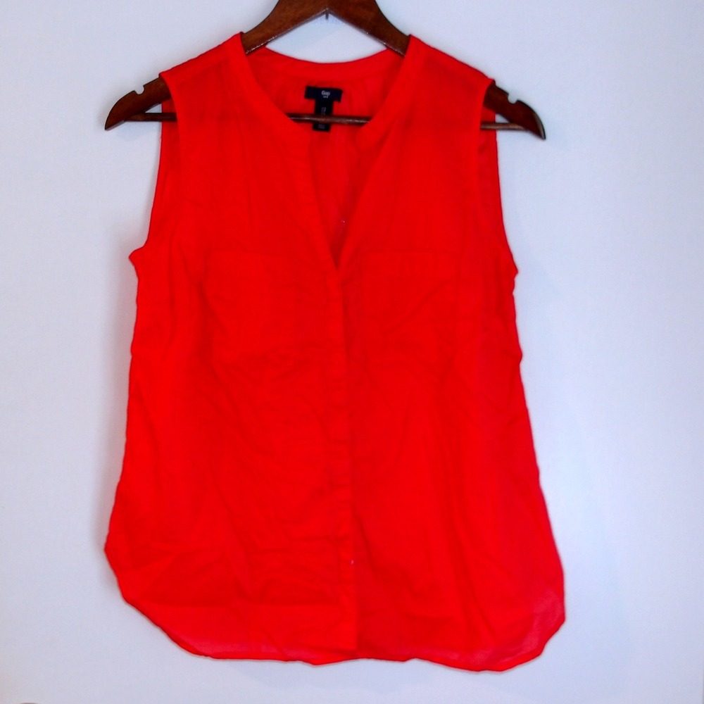 Gap Sleeveless Blouse Top Bright Red‎ Casual Career Party Size S /#5330